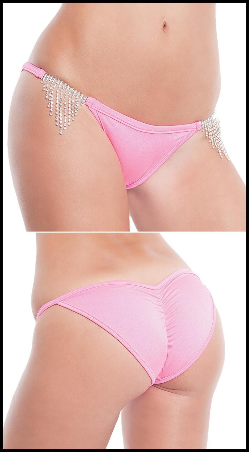 Cheeky Brazilian Scrunch Back Bikini Bottom With Rhinestone Etsy