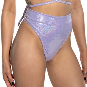 High Waist Thong Back Bikini Bottom.