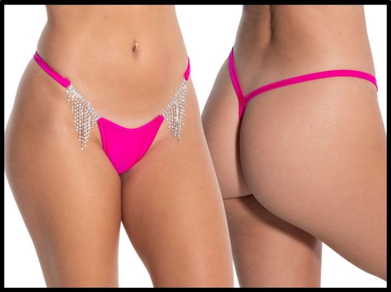 Y Back, Thong with Rhinestone Connector. image 2