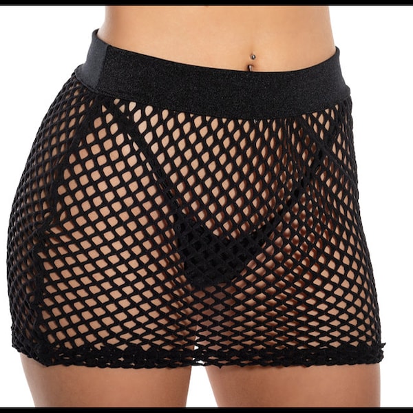 Fishnet Mini Skirt.