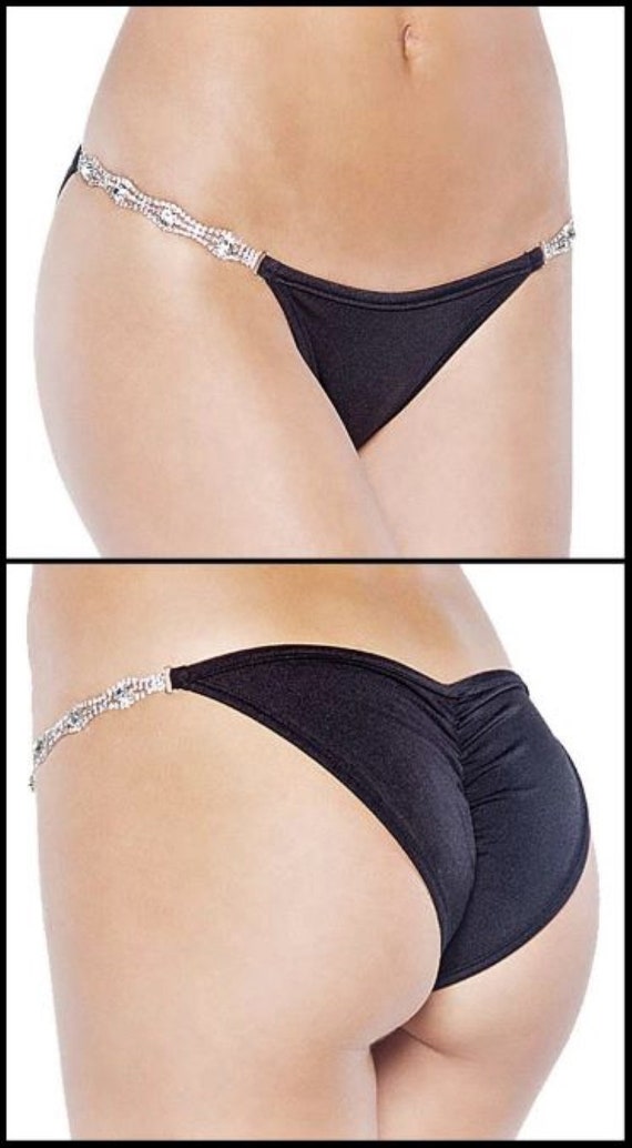 Rhinestone brazilian bikini bottoms - Woman