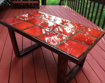 Red Squares Epoxy Coffee Table - Custom River Coffee Table - SOLD - message me to get one