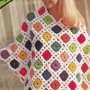 Crochet Poncho and Shawl Pattern (DK)Granny-Motif Poncho and Shawl Instant PDF Download