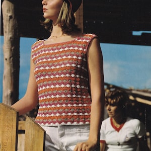 Vintage Crochet Shell-Stitch Pullover Pattern (PDF Download)