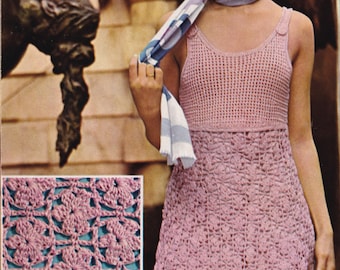 Rosette Mini Dress – PDF Crochet Pattern | Bust 32‑38″ (81‑97 cm) • Flower‑Lace Skirt and Sleek Half‑Treble Bodice • Instant Download