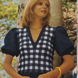 Vintage Ladies Fair Isle Sweater Knitting Pattern (Bust 32–36), Instant Digital Download