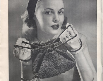 Vintage Crochet Bag Pattern PDF – No. 512 – Puff Stitch Handbag with Bone Rings – Instant Download