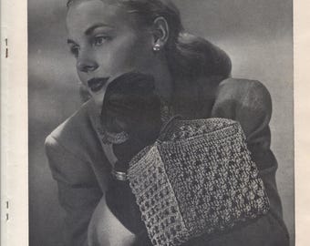 Vintage Crochet Bag Pattern PDF – No. 515 – Box-Shaped Structured Handbag with Bone Ring Handles – Instant Download