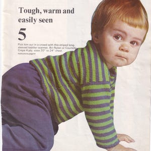 Vintage “Toddler’s Striped Sweater” Knitting Pattern – PDF Instant Download