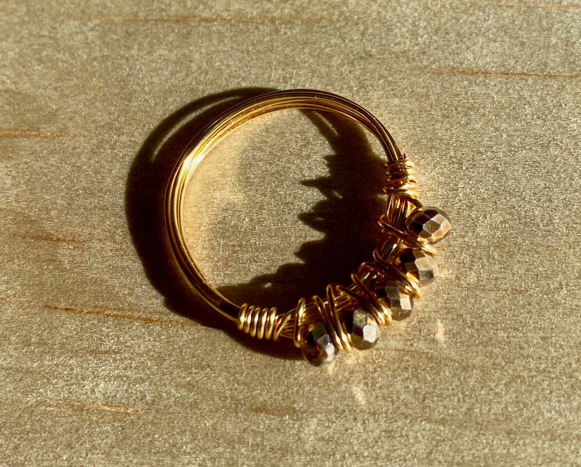 Wire Wrapped Ring Glass Bead Ring Wire Ring Custom Wire Etsy