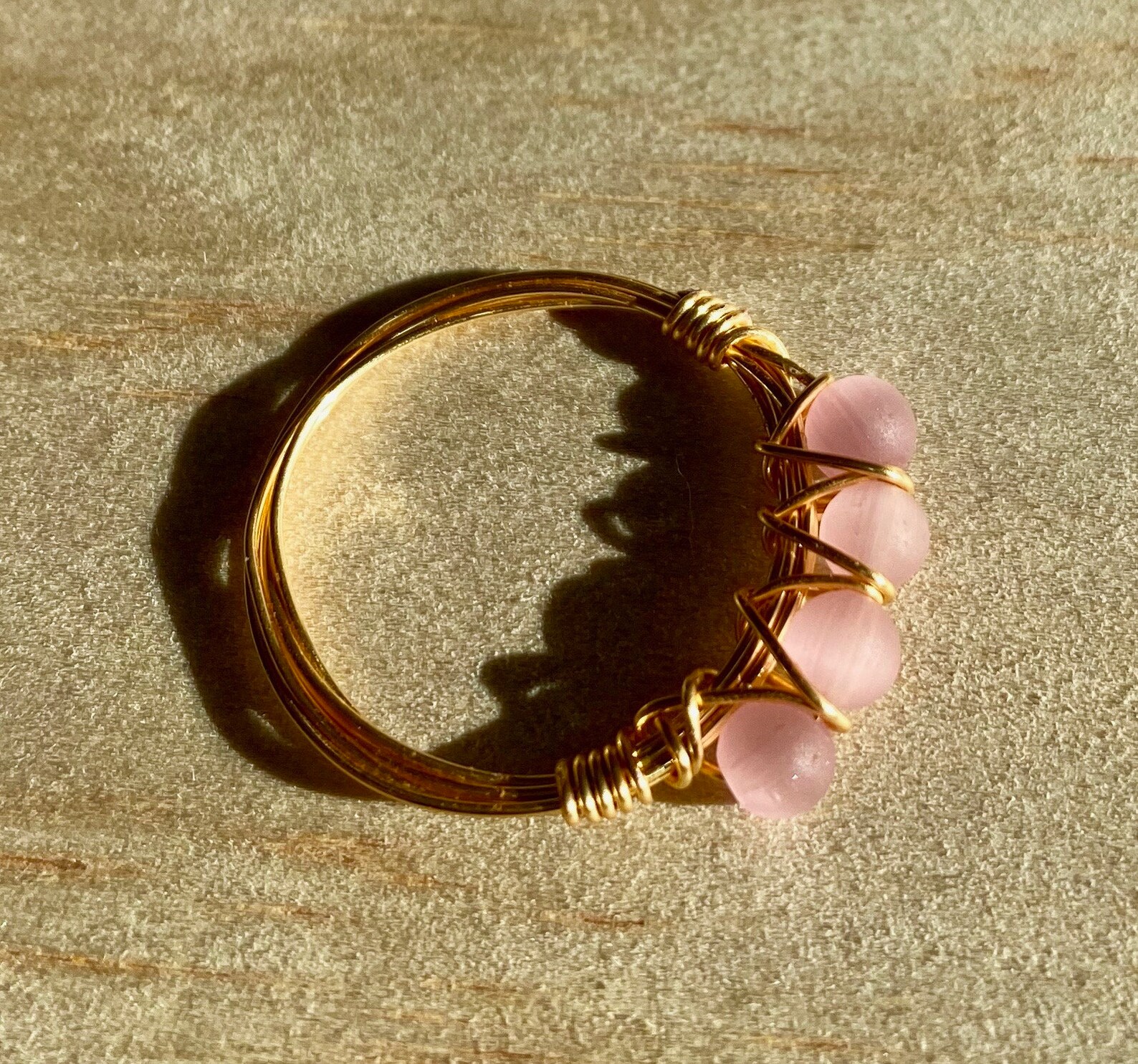 Wire Wrapped Ring Glass Bead Ring Wire Ring Custom Wire Etsy