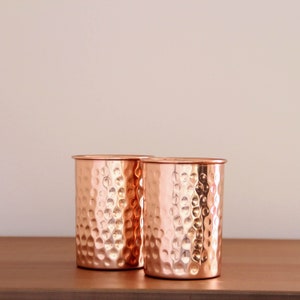 Handcrafted Pure Copper Cup Set(2 pcs)  for Water/Beverage Tumbler -Suitable for Adults & Kids-Small (10 oz) -