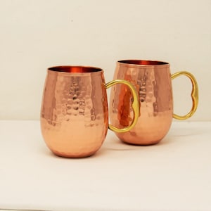 Handcrafted Moscow Mule Mug Set - Pure Copper Mug