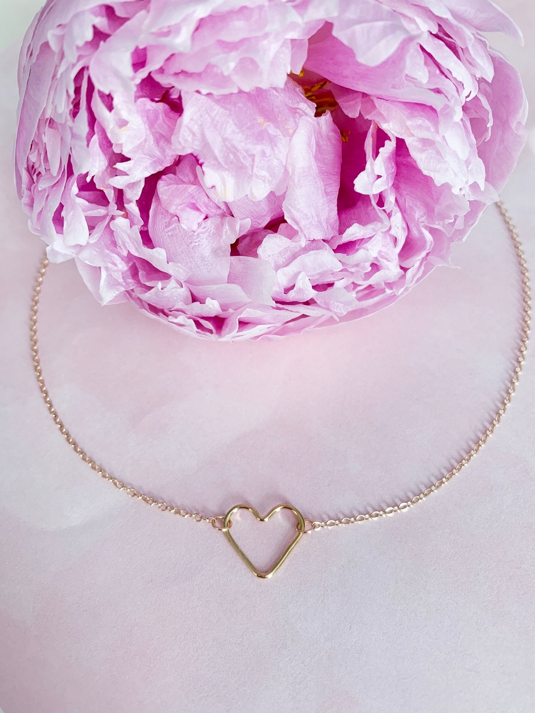 Simple Heart Necklace Etsy