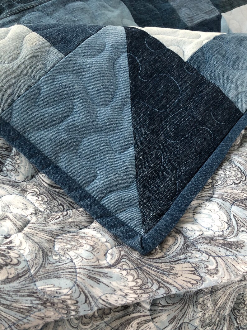 Denim Upcycled Blue Jean Quilt Etsy