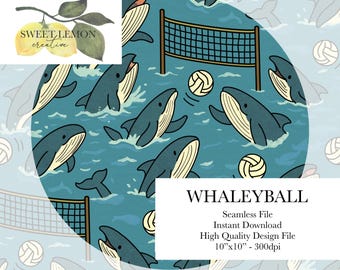 Whaleyball Seamless Files - Whales Playing Volleyball - Digital Download for personal or limited commercial use