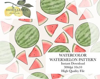 Watercolor Watermelon - Seamless Files - Digital Download for personal or limited commercial use