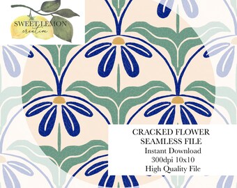 Navy Cracked Florals - Seamless Files - Digital Download for personal or limited commercial use