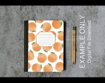 Watercolor Oranges Composition Book Front and Back Cover - Digital Download for personal or limited commercial use