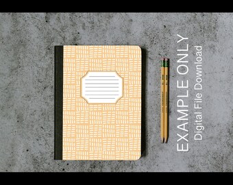 Yellow and Cream Weave Composition Book Front and Back Cover - Digital Download for personal or limited commercial use