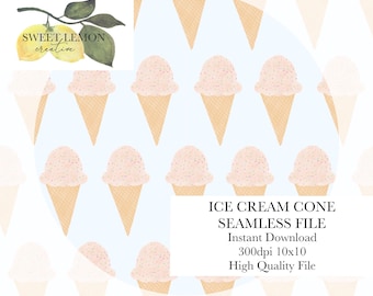 Ice Cream Cone - Seamless Files - Digital Download for personal or limited commercial use