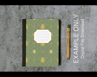 Golden Bees Subjects Composition Book Front and Back Cover - Digital Download for personal or limited commercial use