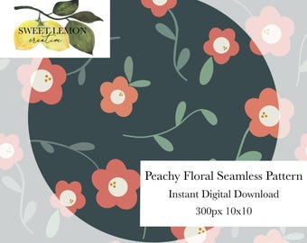 Peachy Florals - Seamless Files - Digital Download for personal or limited commercial use