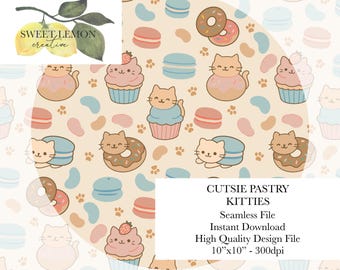 Cutsie Pastry Kitties - Seamless Files - Digital Download for personal or limited commercial use