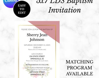 LDS Baptism Invitation Kids LDS Baptism Invitation Baptism Invitation Baptism Church Invite LDS Baptism Minimal Invite