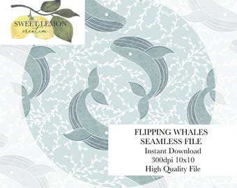 Flipping Whales Seamless Files - Digital Download for personal or limited commercial use