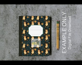Disco Penguins Composition Book Front and Back Cover - Digital Download for personal or limited commercial use