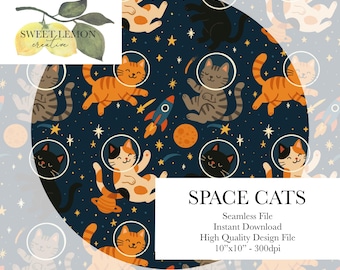 Space Cats - Seamless Files - Digital Download for personal or limited commercial use