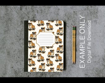 Bulldogs Riding Skateboards while Wearing Sunglasses Composition Book Front and Back Cover - Digital Download