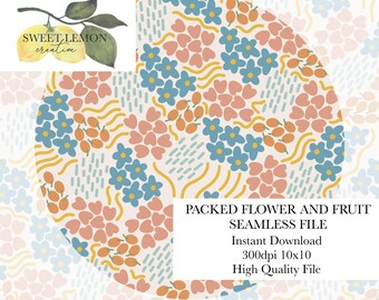 Packed Flowers and Fruits - Seamless Files - Digital Download for personal or limited commercial use