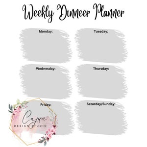 Weekly Dinner Planner with Grocery List