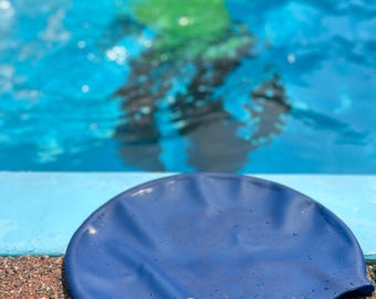 Extra Große Badekappe Für Zöpfe & Dreads – Silikon, Dehnbar Für Lange, Dicke Frisuren (Schwarz/Blau)