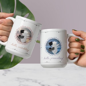 Throne of Glass Mug, Manon Blackbeak, Dorian Haviliard, Hello Princeling, Hello Witchling, Dual-sided, SJM, Maas, ACOTAR, Crescent City