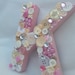Personalised Initial, Button Art, Wooden Initial, Embellished Initial ...