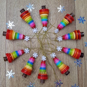 Rainbow Button Tree Ornament,  Button Tree, Christmas Decorations, Button Lover, Stocking Filler, Cracker Filler, Boho Decor.