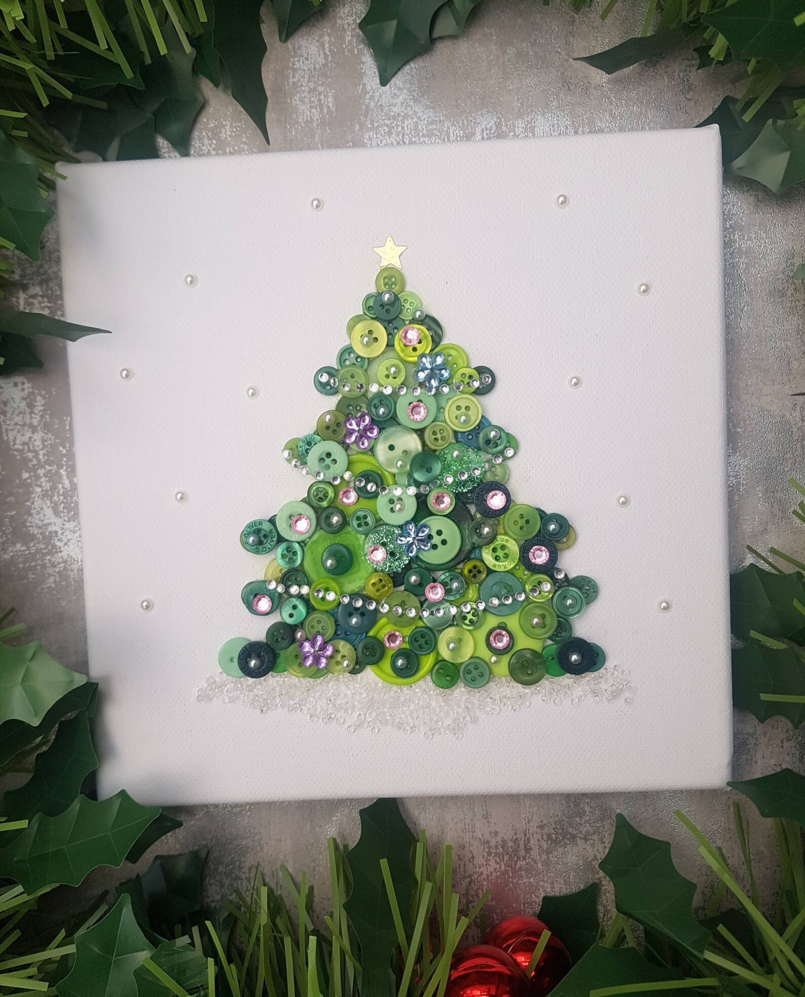 Tree Button Art, Christmas Tree Wall Art, Christmas Decor, Button Tree ...