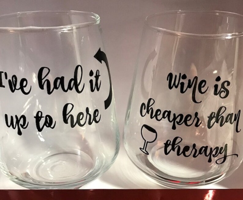 Stemless Wine Glass Decals Etsy