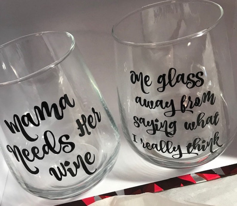 Stemless Wine Glass Decals Etsy