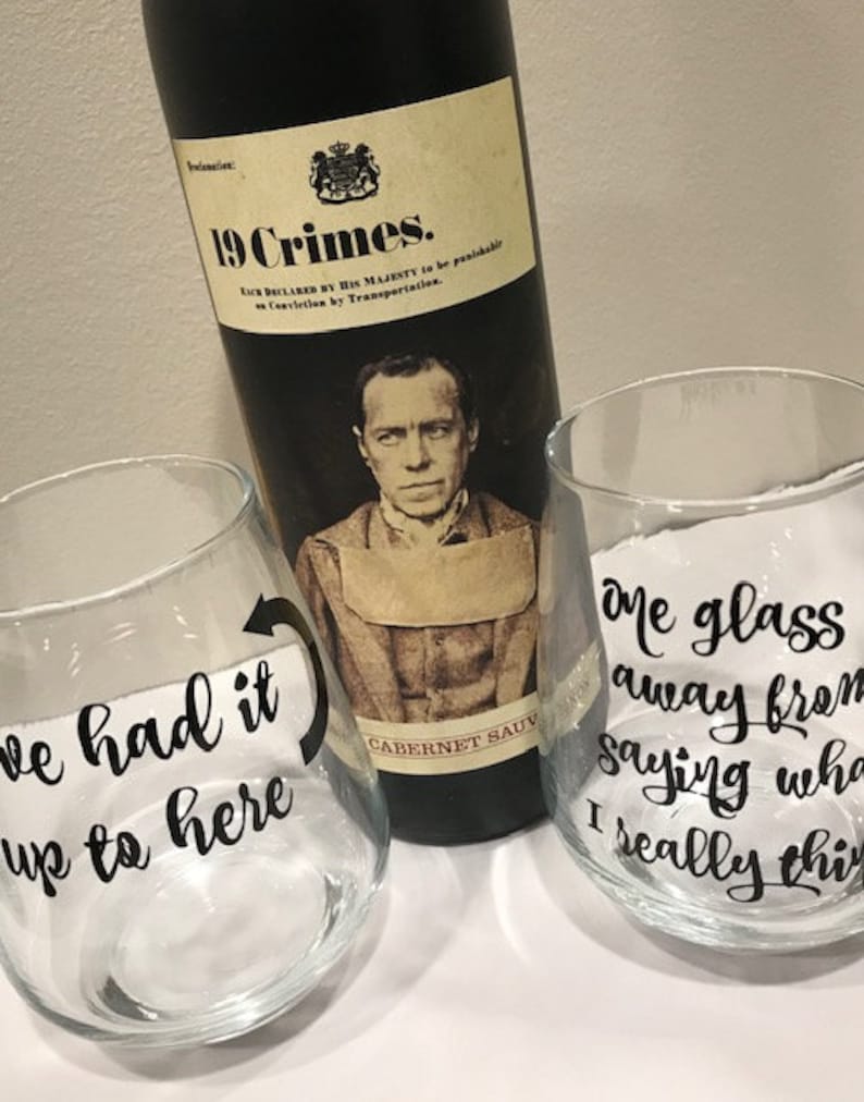 Stemless Wine Glass Decals Etsy