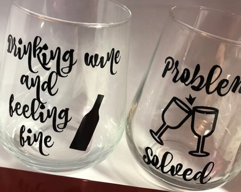 Stemless Wine Glass Decals Etsy