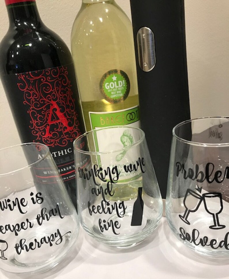 Stemless Wine Glass Decals Etsy