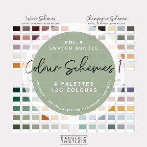 Color Palette Swatches: Champagne, Emerald, Navy, Wine (Digital Download)
