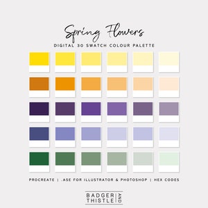 Spring Flowers | Digital Colour Palette Swatches Download | Procreate | Photoshop & Illustrator | Goodnotes | Hex Codes | Canva