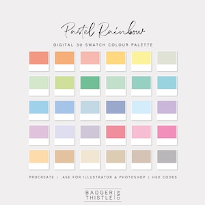 Pastel Rainbow | Digital Colour Palette Swatches Download | Procreate | Photoshop & Illustrator | Goodnotes | Hex Codes | Canva