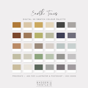 Earth Tones | Digital Colour Palette Swatches Download | Procreate | Photoshop & Illustrator | Goodnotes | Hex Codes | Canva