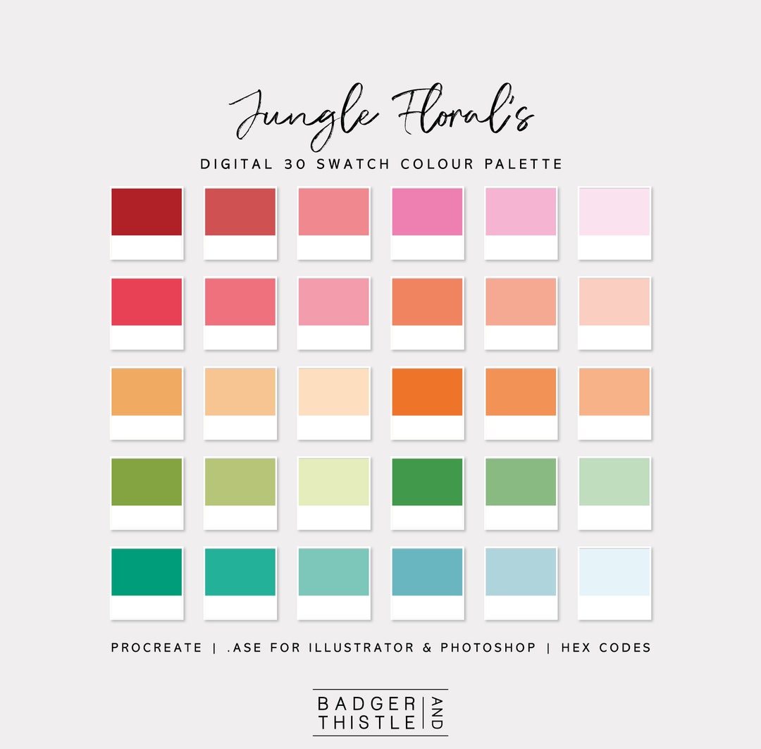 Jungle Floral's | Digital Colour Palette Swatches Download | Procreate ...